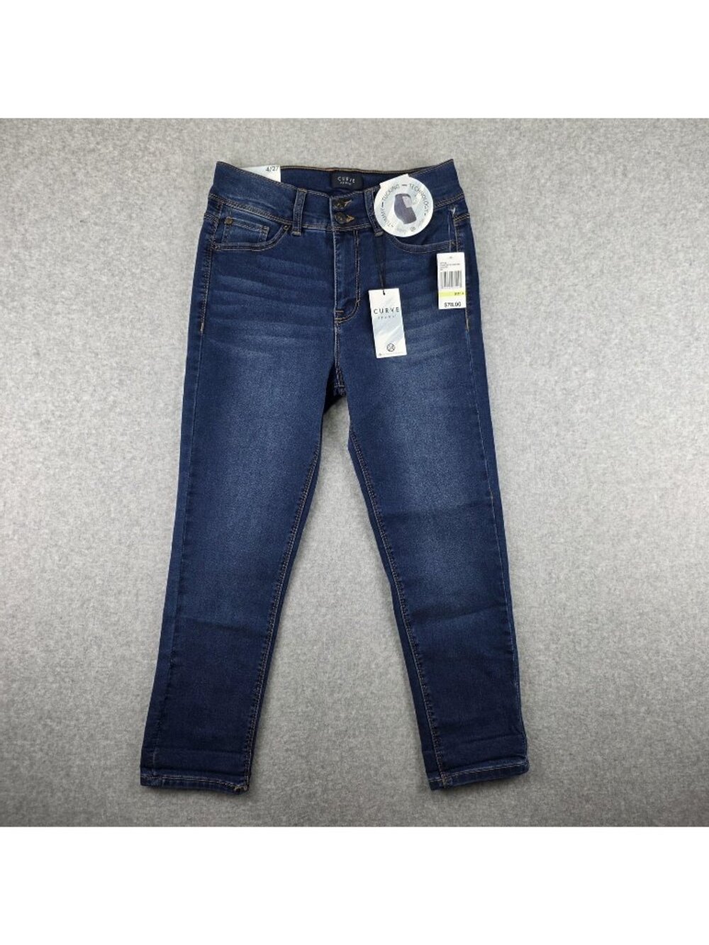 Curve Appeal Jeans Womens 4/27 High Rise Skinny Dark Wash Tummy Tuck Stretch NWT